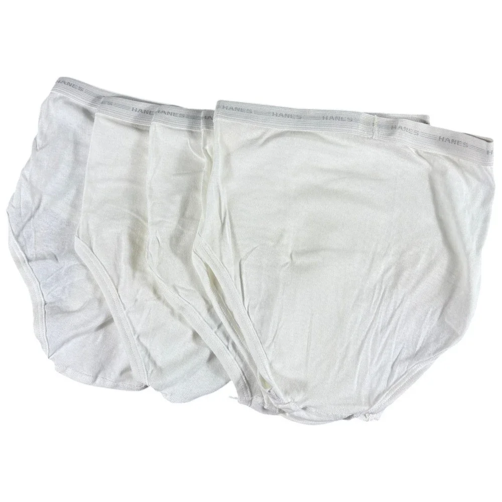 NWOT Hanes Briefs Men's 34 White 4-Pack Vintage Premium Cotton Basics No Package